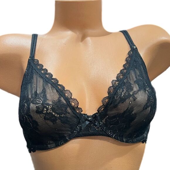Victoria’s Secret Unlined Semi Demi underwire lace bra black 34C - Picture 6 of 7